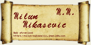 Milun Mikašević vizit kartica